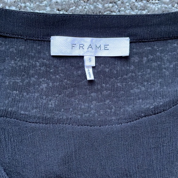 🐈‍⬛FRAME Crinkle  blouse top with ruffle black size small - Picture 7 of 8